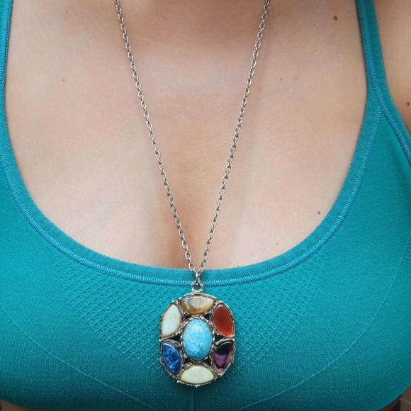 Vintage Silver Genuine Gemstone Necklace - Picture 4 of 8